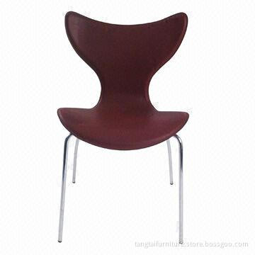 Unique Shape Dining Chair, Made of Recycle Leather and Chrome Frame Materials, ODM Orders Welcomed